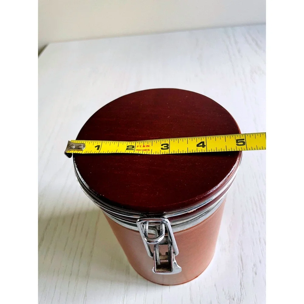 1997 Don Diego Embossed Faux Leather Coffee Canister Wooden Lid Airtight Storage